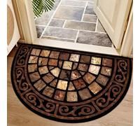 1 pezzo Zerbino di benvenuto a mezza luna con motivo geometrico retrò - Morbido e confortevole, in poliestere lavabile in lavatrice, adatto per ingressi interni ed esterni, camera da letto, cucina e d