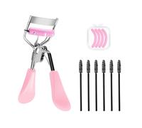 1 piegaciglia in acciaio al carbonio, 6 spazzole per ciglia, pennello per sopracciglia, strumenti per il trucco, pettine integrato per arricciare e abbellire le ciglia (rosa)