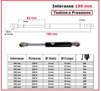 1 PISTONE molla a GAS Testine a PRESSIONE 26 Tipi di Interasse PISTONI RICAMBIO