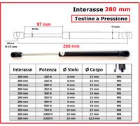1 PISTONE molla a GAS Testine a PRESSIONE 26 Tipi di Interasse PISTONI RICAMBIO