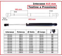 1 PISTONE molla a GAS Testine a PRESSIONE 26 Tipi di Interasse PISTONI RICAMBIO