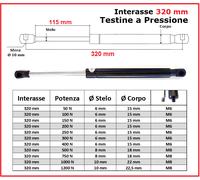 1 PISTONE molla a GAS Testine a PRESSIONE 26 Tipi di Interasse PISTONI RICAMBIO