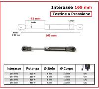 1 PISTONE molla a GAS Testine a PRESSIONE 26 Tipi di Interasse PISTONI RICAMBIO