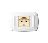 1 Placca, 1 modulo/posto doppio, Schuko, UNEL, Compatibile Con BTicino Magic, bianco bianca, Placche arrotondate, Plastica di alta qualità, 100% compatibile con supporti e moduli originali