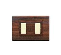 1 Placca, 2 moduli/posti distanziati, Compatibile Con BTicino Magic, legno scuro, Placche squadrate, rettangolari, Plastica di alta qualità, 100% compatibile con supporti e moduli originali