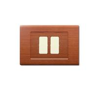 1 Placca, 2 moduli/posti ravvicinati, Compatibile Con BTicino Magic, legno chiaro, Placche squadrate, rettangolari, Plastica di alta qualità, 100% compatibile con supporti e moduli originali