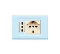 1 Placca, 2 moduli/posti, singolo e doppio, schuko, UNEL, Compatibile Con BTicino Magic, azzurro pastello, Plastica di alta qualità, 100% compatibile con supporti e moduli originali