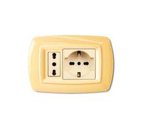 1 Placca, 2 moduli/posti, singolo e doppio, schuko, UNEL, Compatibile Con BTicino Magic, giallo pastello, Plastica di alta qualità, 100% compatibile con supporti e moduli originali