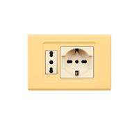 1 Placca, 2 moduli/posti, singolo e doppio, schuko, UNEL, Compatibile Con BTicino Magic, giallo pastello, Plastica di alta qualità, 100% compatibile con supporti e moduli originali