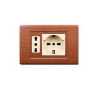 1 Placca, 2 moduli/posti, singolo e doppio, schuko, UNEL, Compatibile Con BTicino Magic, legno chiaro, Plastica di alta qualità, 100% compatibile con supporti e moduli originali