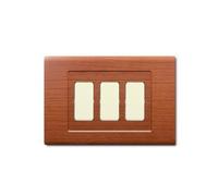 1 Placca, 3 moduli/posti, Compatibile Con BTicino Magic, legno chiaro, Placche squadrate, rettangolari, Plastica di alta qualità, 100% compatibile con supporti e moduli originali