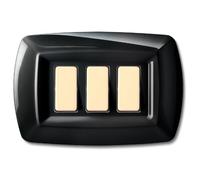 1 Placca, 3 moduli/posti, Compatibile Con BTicino Magic, nero, Placche arrotondate, Plastica di alta qualità, 100% compatibile con supporti e moduli originali