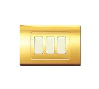 1 Placca, 3 moduli/posti, Compatibile Con BTicino Magic, oro, Placche squadrate, rettangolari, Plastica di alta qualità, 100% compatibile con supporti e moduli originali