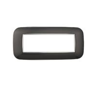 1 Placca bombata Orbis, 6 moduli/posti, Compatibile Con BTicino Axolute, acciaio scuro, Placche arrotondate, Plastica di alta qualità, 100% compatibile con supporti e moduli originali