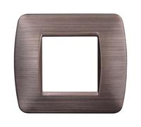 1 Placca in plastica satinata, 2 moduli/posti, Compatibile Con BTicino Living, colore bronzo satinato, Placche in plastica di alta qualità, 100% compatibile con supporti e moduli originali
