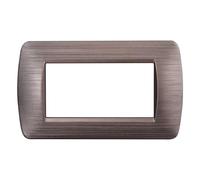 1 Placca in plastica satinata, 4 moduli/posti, Compatibile Con BTicino Living, colore bronzo satinato, Placche in plastica di alta qualità, 100% compatibile con supporti e moduli originali