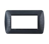 1 Placca in plastica satinata, 4 moduli/posti, Compatibile Con BTicino Living, colore nero satinato, Placche in plastica di alta qualità, 100% compatibile con supporti e moduli originali