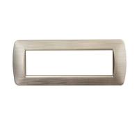 1 Placca in plastica satinata, 7 moduli/posti, Compatibile Con BTicino Living, colore oro satinato, Placche in plastica di alta qualità, 100% compatibile con supporti e moduli originali