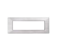 1 Placca in plastica satinata, 7 moduli/posti, Compatibile Con Vimar Plana, colore argento satinato, Placche In plastica satinata di alta qualità, 100% compatibile con supporti e moduli originali