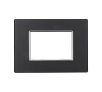 1 Placca in vetro, 3 moduli/posti, Compatibile Con BTicino Axolute, acciaio scuro, Placche rettangolari squadrate, Vetro di alta qualità, 100% compatibile con supporti e moduli originali
