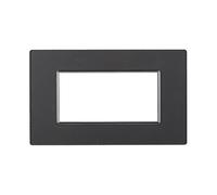 1 Placca in vetro, 4 moduli/posti, Compatibile Con BTicino Axolute, acciaio scuro, Placche rettangolari squadrate, Vetro di alta qualità, 100% compatibile con supporti e moduli originali