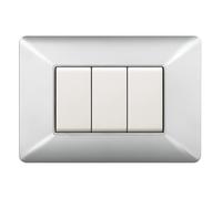 1 Placca, Made in Italy, 3 moduli/posti, Compatibile Con BTicino Matix, colore alluminio chiaro, grigio, Placche In plastica di alta qualità, 100% compatibile con i supporti e i moduli originali