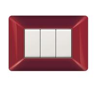 1 Placca, Made in Italy, 3 moduli/posti, Compatibile Con BTicino Matix, colore amaranto, rosso scuro, Placche In plastica di alta qualità, 100% compatibile con i supporti e i moduli originali