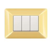 1 Placca, Made in Italy, 3 moduli/posti, Compatibile Con BTicino Matix, colore giallo pastello, Placche In plastica di alta qualità, 100% compatibile con i supporti e i moduli originali