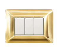1 Placca, Made in Italy, 3 moduli/posti, Compatibile Con BTicino Matix, colore oro, Placche In plastica di alta qualità, 100% compatibile con i supporti e i moduli originali
