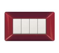 1 Placca, Made in Italy, 4 moduli/posti, Compatibile Con BTicino Matix, colore amaranto, rosso scuro, Placche In plastica di alta qualità, 100% compatibile con i supporti e i moduli originali