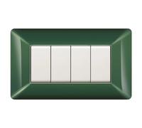 1 Placca, Made in Italy, 4 moduli/posti, Compatibile Con BTicino Matix, colore verde scozia, verde scuro, Placche In plastica di alta qualità, 100% compatibile con i supporti e i moduli originali