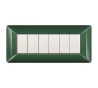 1 Placca, Made in Italy, 6 moduli/posti, Compatibile Con BTicino Matix, colore verde scozia, verde scuro, Placche In plastica di alta qualità, 100% compatibile con i supporti e i moduli originali