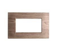 1 Placca Quadrata, 4 moduli/posti, Compatibile Con BTicino Living, Legno Scuro, Placche squadrate, Serie Space, Plastica di alta qualità, 100% compatibile con i supporti e i moduli originali