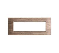 1 Placca Quadrata, 7 moduli/posti, Compatibile Con BTicino Living, Legno Scuro, Placche squadrate, Serie Space, Plastica di alta qualità, 100% compatibile con i supporti e i moduli originali