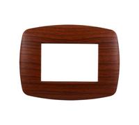 1 Placca Slim, 3 moduli/posti, Compatibile Con BTicino Living, Radica, Forma arrotondata, Serie Space, Plastica di alta qualità, 100% compatibile con i supporti e i moduli originali