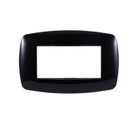 1 Placca Slim, 4 moduli/posti, Compatibile Con BTicino Living, Nero Nera, Forma arrotondata, Serie Space, Plastica di alta qualità, 100% compatibile con i supporti e i moduli originali