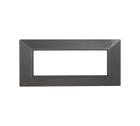 1 Placca squadrata Piramide, 6 moduli/posti, Compatibile Con BTicino Axolute, acciaio scuro, Placche rettangolari, Plastica di alta qualità, 100% compatibile con supporti e moduli originali