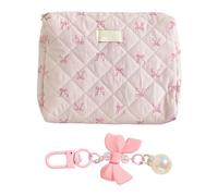 1 Pochette E 1 Pendente A Fiocco, Borsa Grande, Borsa Da Toilette Portatile, Borsa Per Cosmetici Carina, Accessori Da Viaggio
