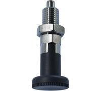 1 pomello autobloccante a molla per stantuffo, perni di posizionamento, perno di bloccaggio, vite a filettatura fine, stantuffi di indicizzazione, perno di indicizzazione autobloccante (M10)