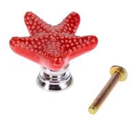 1 Pomello In Ceramica A Forma Di Stella Con Vite, Maniglia Con Texture Granulare, Maniglia Colorata A Cinque Stelle
