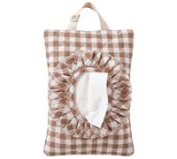 1 porta salviette trapuntato portatile, a quadretti marroni | Tessuto trapuntato riutilizzabile, custodia portatile da appendere, contiene salviette e pannolini
