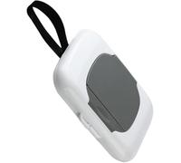 1 porta salviettine da viaggio, riutilizzabile, contenitore per salviettine umidificate, dispenser da appendere al passeggino, ricaricabile, custodia per salviette, accessori (grigio)