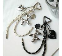 1. Portachiavi alla moda a forma di cuore con bulldog francese, delicato ciondolo per borsa abbinato a cane piccolo, accessorio per coppia, ciondolo retrò, design con molla a triangolo, adatto per chi