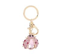 1 portachiavi con ciondolo a forma di coccinella, portachiavi per auto, grazioso ciondolo per borsa, in metallo, per donne e ragazze, rosa, S