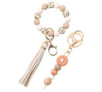 1 Portachiavi In Pietra Per Affilare E 1 Ciondolo A Margherita Piccola, Perline Rotonde Ottagonali Con Colore Gomma, Accessori Moda Colorati, Adatti Per La Decorazione Quotidiana Delle Borse.