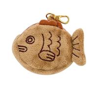1 portachiavi marrone carino in peluche Taiyaki, mini borsa da polso, ciondolo a moneta giapponese creativo regolabile morbido Taiyaki con cerniera sacchetto in peluche per ragazze donne portamonete e
