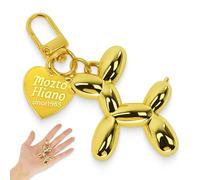 1 portachiavi per ragazze, portachiavi da donna, con simpatico palloncino e cane, borsa per zaino, accessorio per charm, colore: oro