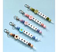 1 Portachiavi personalizzato in silicone a forma di margherita, catena con nome personalizzato, regalo commemorativo con lettera, ciondolo versatile, pratico, leggero e semplice, adatto per l'ufficio