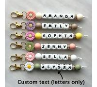 1 Portachiavi personalizzato in silicone a forma di margherita, fibbia con nome personalizzato, regalo commemorativo con lettera, ciondoli versatili, funzionali, leggeri, stile casual business, per pe