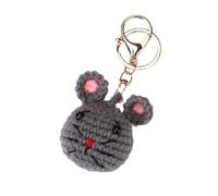 1 Portachiavi Testa di Topo Lavorata all'Uncinetto, Portachiavi Testa di Ratto Fatto a Mano, Portachiavi in Peluche Testa di Ratto Lavorata all'Uncinetto, Ornamento Carino Testa di Ratto per Zaino